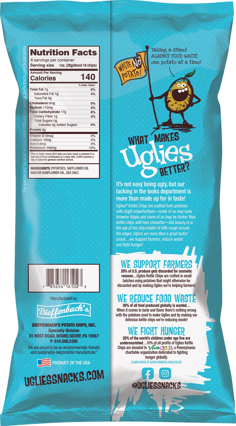 Uglies Sea Salt Kettle Chips Bag Back