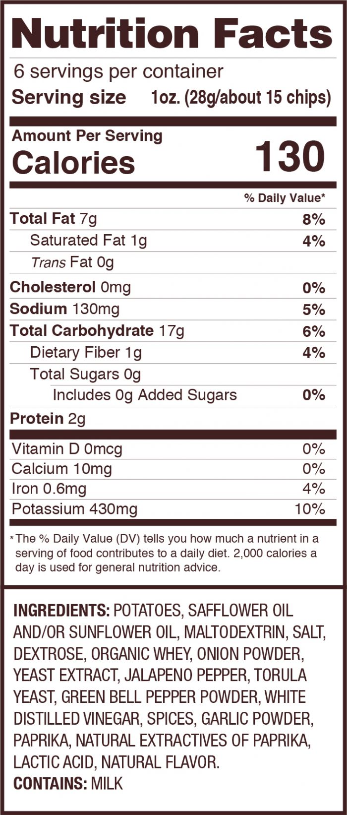 Uglies Jalapeno Chips Nutrition Facts