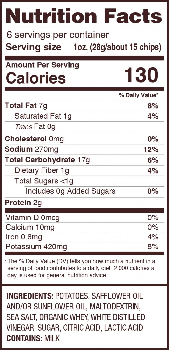 Uglies Salt & Vinegar Chips Nutrition Facts