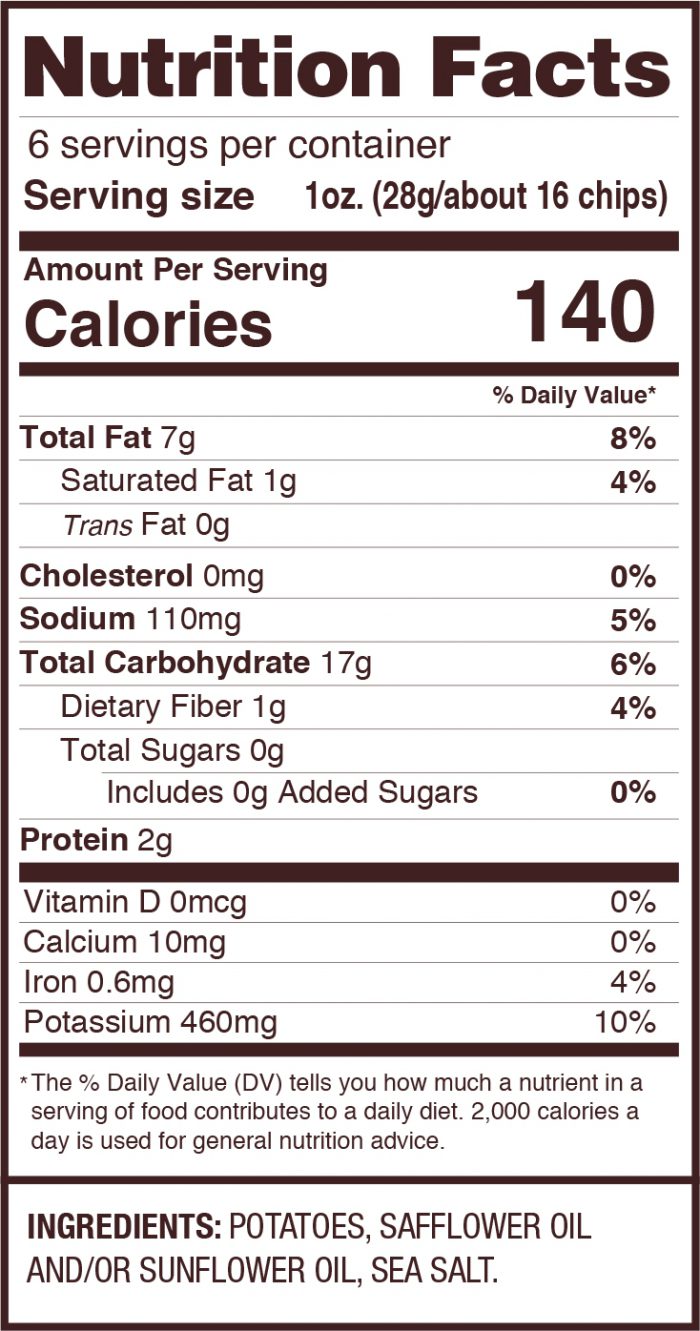 Uglies Sea Salt Kettle Chips Nutrition Facts