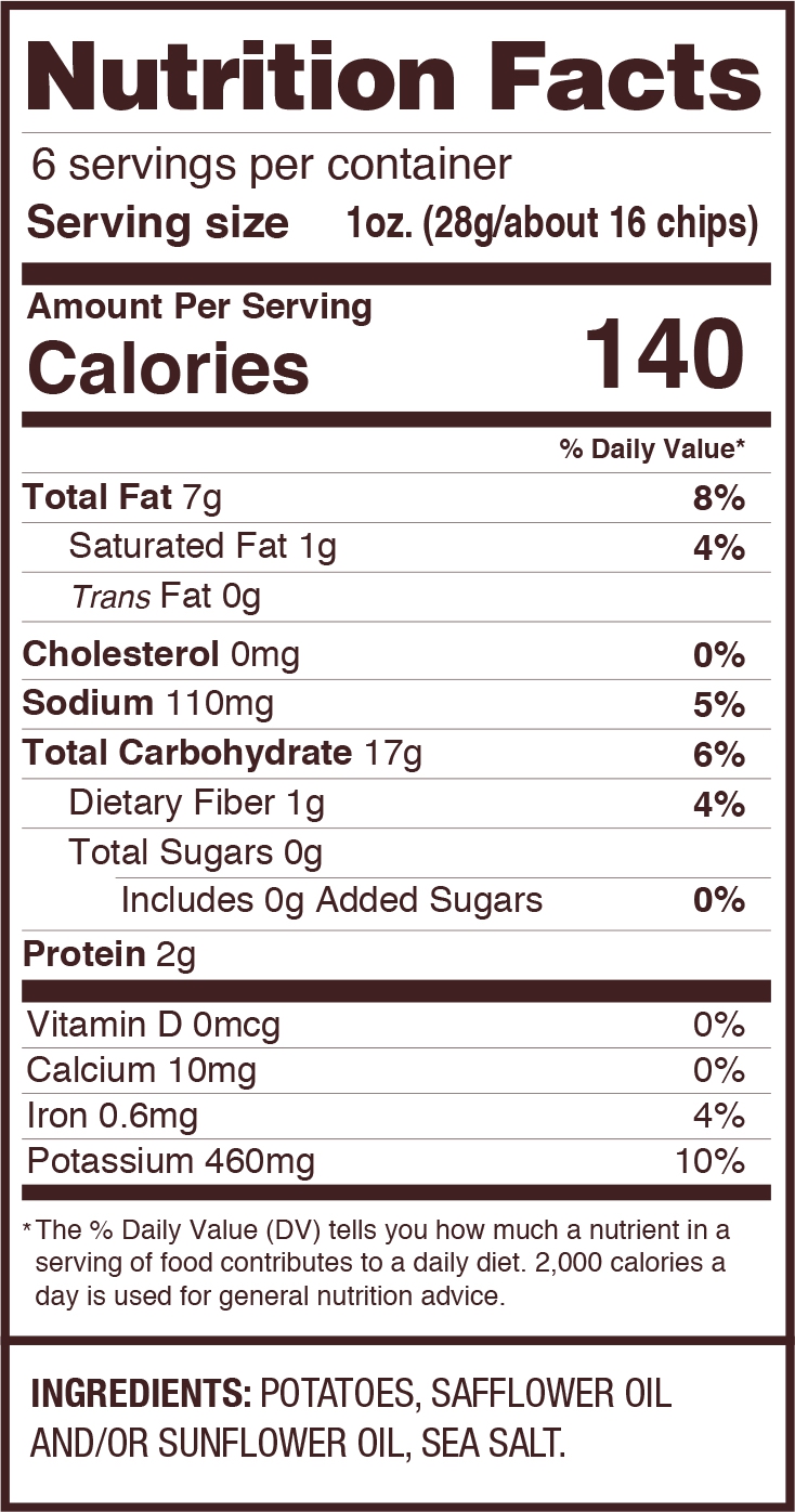 Uglies Sea Salt Kettle Chips Nutrition Facts