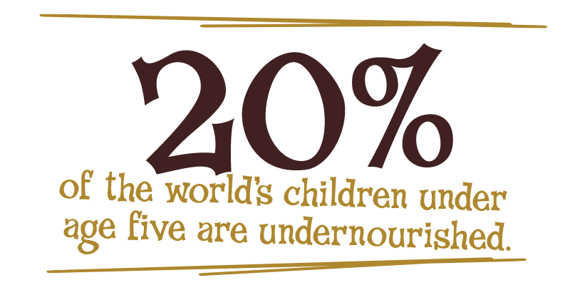 20% of the world’s children under age 5 are undernourished. 20% of the world's children under age 5 are undernourished.